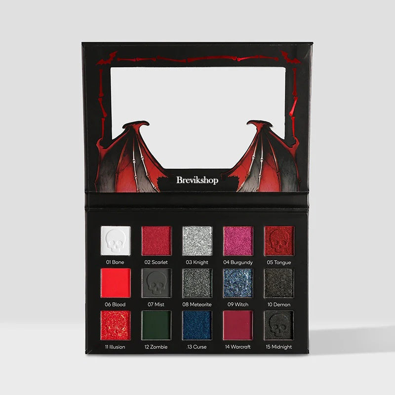 Brevikshop Warcraft Illusion 15-Color Red & Black Pigment Eyeshadow Palette