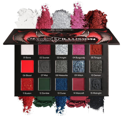 Brevikshop Warcraft Illusion 15-Color Red & Black Pigment Eyeshadow Palette