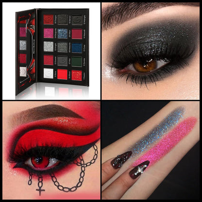 Brevikshop Warcraft Illusion 15-Color Red & Black Pigment Eyeshadow Palette