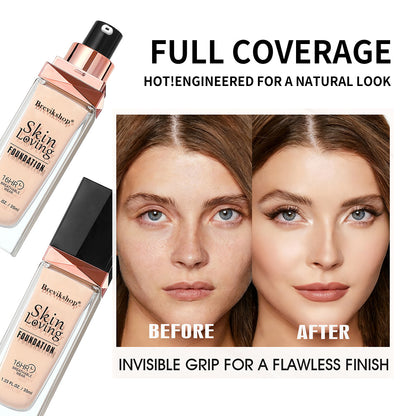 Flawless Skin All Day – 16HR Long-Lasting Breathable Foundation Duo  突出卖点型